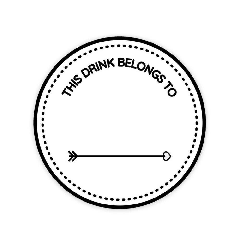 Round Vinyl Drink Stickers, This Drink Belongs To, Blank Drink Labels for Cocktail Party-Set of 80-Andaz Press-This Drink Belongs To Arrow Design-