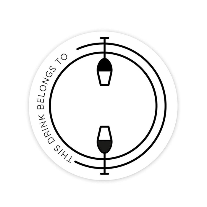 Round Vinyl Drink Stickers, This Drink Belongs To, Blank Drink Labels for Cocktail Party-Set of 80-Andaz Press-This Drink Belongs To Minimal Double Wine-