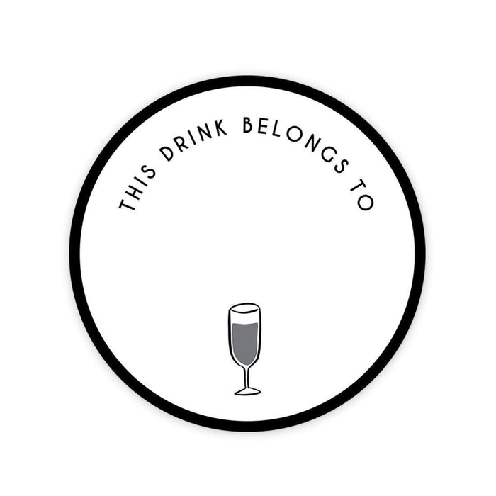 Round Vinyl Drink Stickers, This Drink Belongs To, Blank Drink Labels for Cocktail Party-Set of 80-Andaz Press-This Drink Belongs To Single Wine Glass-