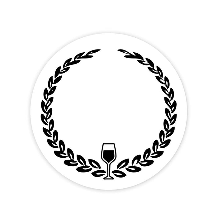 Round Vinyl Drink Stickers, This Drink Belongs To, Blank Drink Labels for Cocktail Party-Set of 80-Andaz Press-Wine Glass With Round Wreath Design-