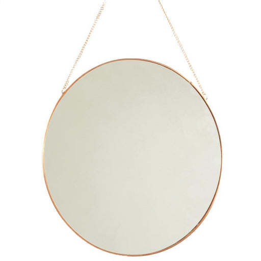 Round Wall Mirror with Detachable Hanging Chain-Set of 1-Koyal Wholesale-Gold-