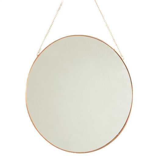 Round Wall Mirror with Detachable Hanging Chain-Set of 1-Koyal Wholesale-Rose Gold-