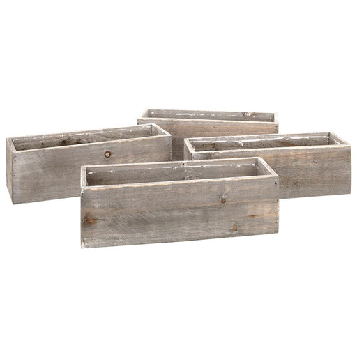 Rustic Rectangular Wood Vase-Set of 4-Koyal Wholesale-12" x 4" x 4"-