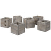 Rustic Square Cube Wood Vase-Set of 6-Koyal Wholesale-4" x 4" x 4"-