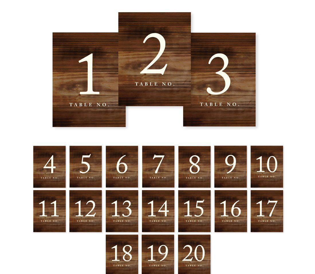 Rustic Wood Table Numbers-Set of 20-Andaz Press-1-20-