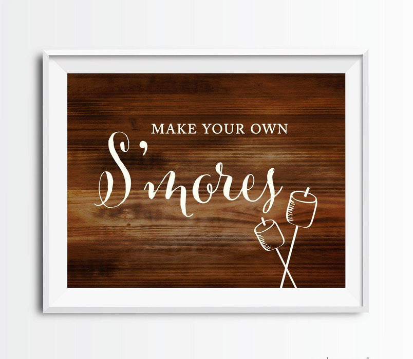Rustic Wood Wedding Favor Party Signs-Set of 1-Andaz Press-Build Your Own S'mores-