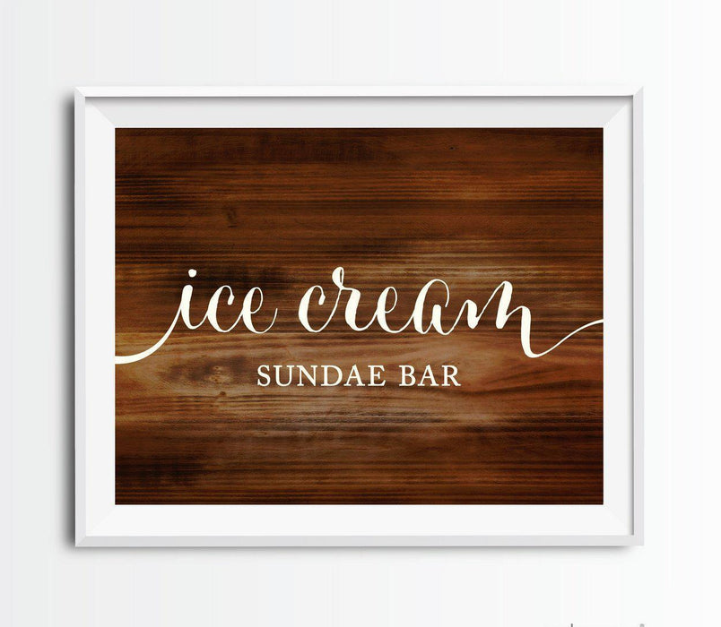 Rustic Wood Wedding Favor Party Signs-Set of 1-Andaz Press-Ice Cream Sundae Bar-