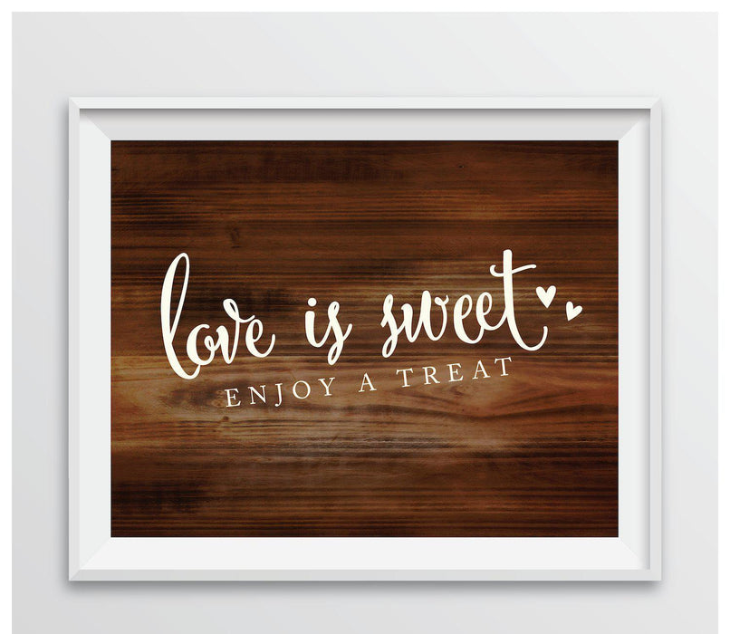 Rustic Wood Wedding Favor Party Signs-Set of 1-Andaz Press-Love Is Sweet, Enjoy A Treat-