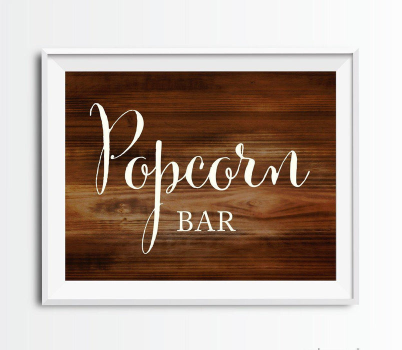 Rustic Wood Wedding Favor Party Signs-Set of 1-Andaz Press-Popcorn Bar-