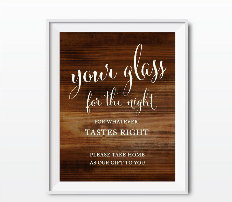 Rustic Wood Wedding Favor Party Signs-Set of 1-Andaz Press-Your Glass For The Night-