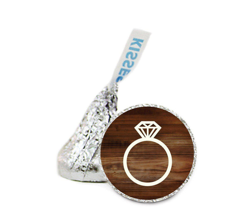 Rustic Wood Wedding Hershey's Kisses Stickers-Set of 216-Andaz Press-Diamond Ring-