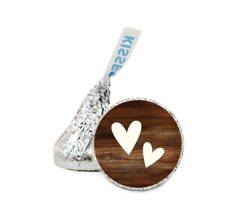 Rustic Wood Wedding Hershey's Kisses Stickers-Set of 216-Andaz Press-Double Hearts-