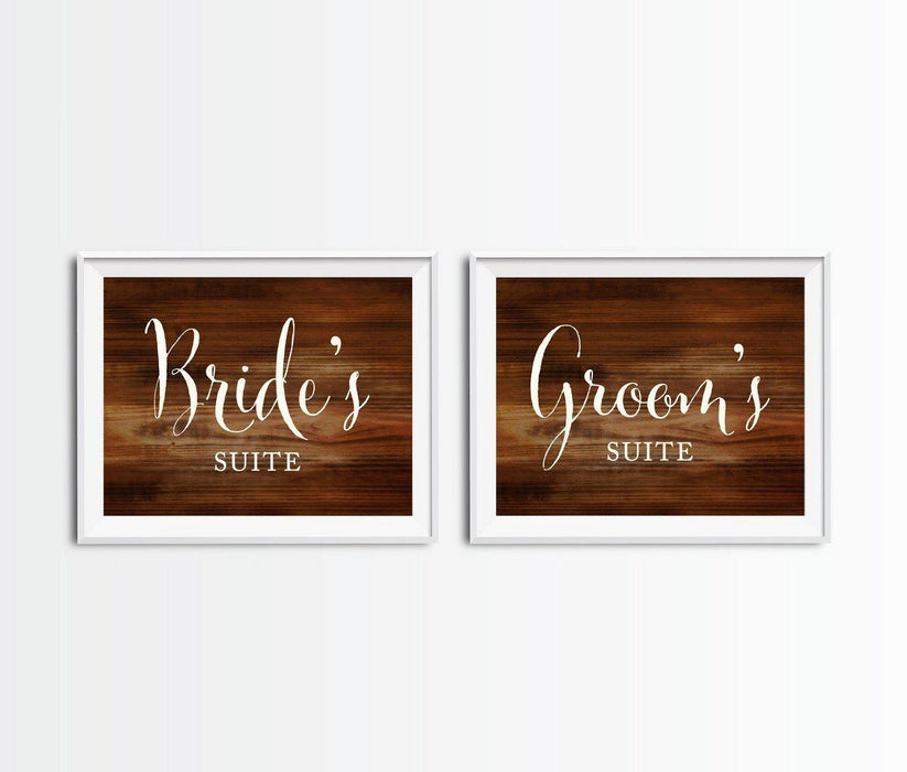 Rustic Wood Wedding Party Signs, 2-Pack-Set of 2-Andaz Press-Bride & Groom's Suite-