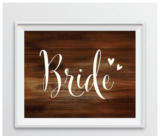Rustic Wood Wedding Party Signs-Set of 1-Andaz Press-Mr. & Mrs.-