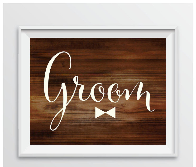 Rustic Wood Wedding Party Signs-Set of 1-Andaz Press-Mr. & Mrs.-