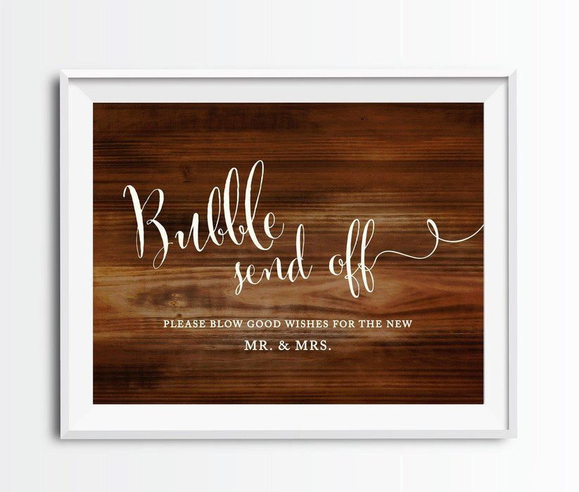 Rustic Wood Wedding Party Signs-Set of 1-Andaz Press-Mr. & Mrs.-