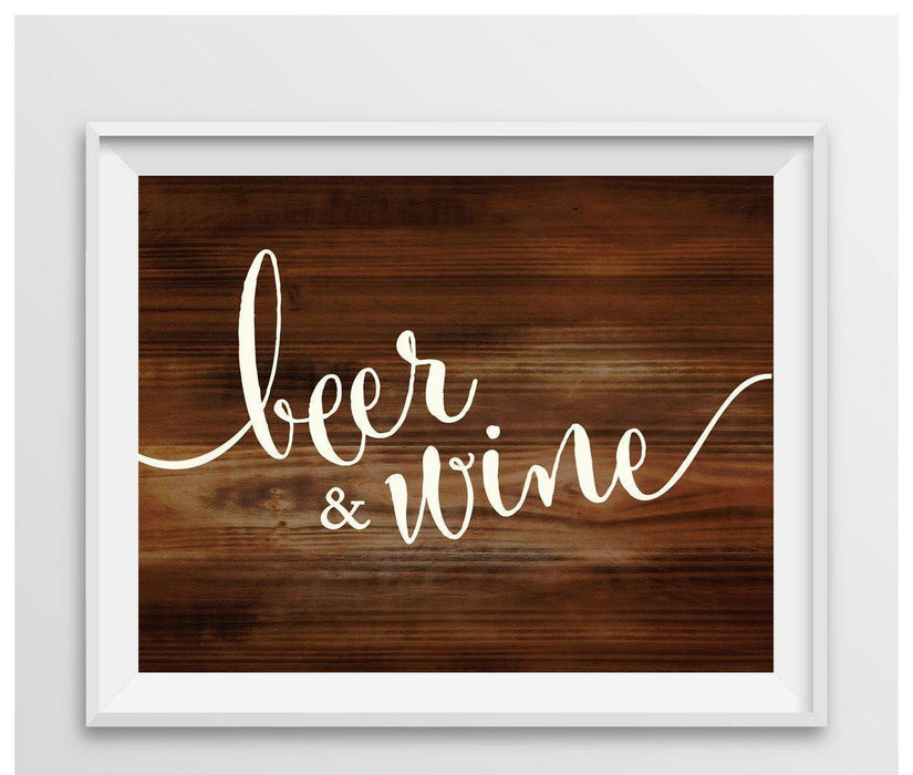 Rustic Wood Wedding Party Signs-Set of 1-Andaz Press-Beer & Wine-