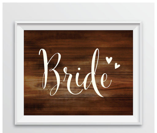 Rustic Wood Wedding Party Signs-Set of 1-Andaz Press-Bride-