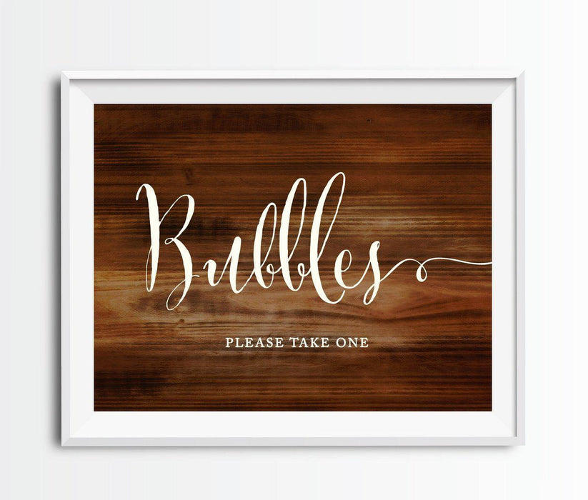 Rustic Wood Wedding Party Signs-Set of 1-Andaz Press-Bubbles - Please Take One-
