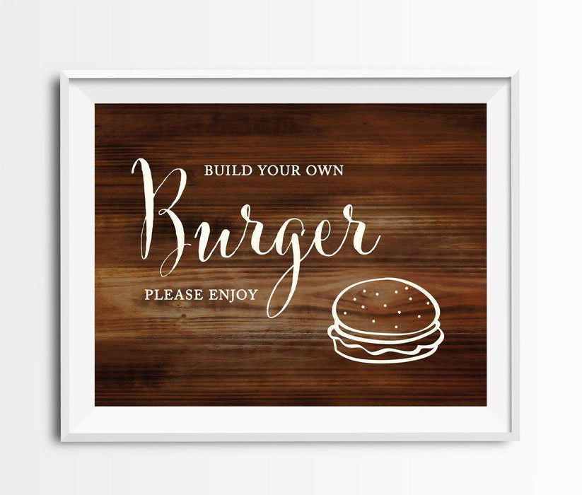 Rustic Wood Wedding Party Signs-Set of 1-Andaz Press-Build Your Own Burger-