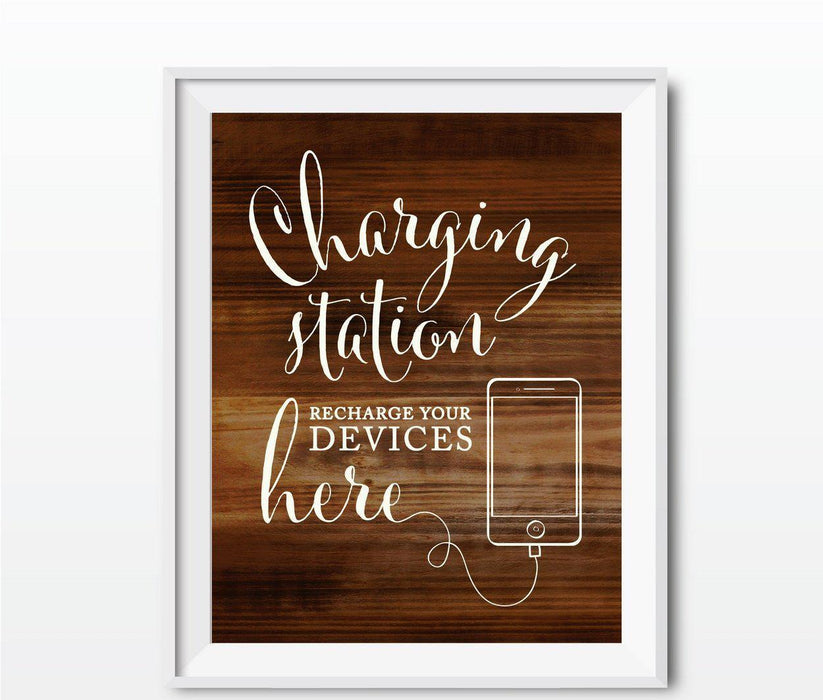 Rustic Wood Wedding Party Signs-Set of 1-Andaz Press-Charging Station-