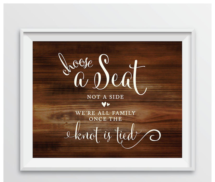Rustic Wood Wedding Party Signs-Set of 1-Andaz Press-Choose A Seat, Not A Side-