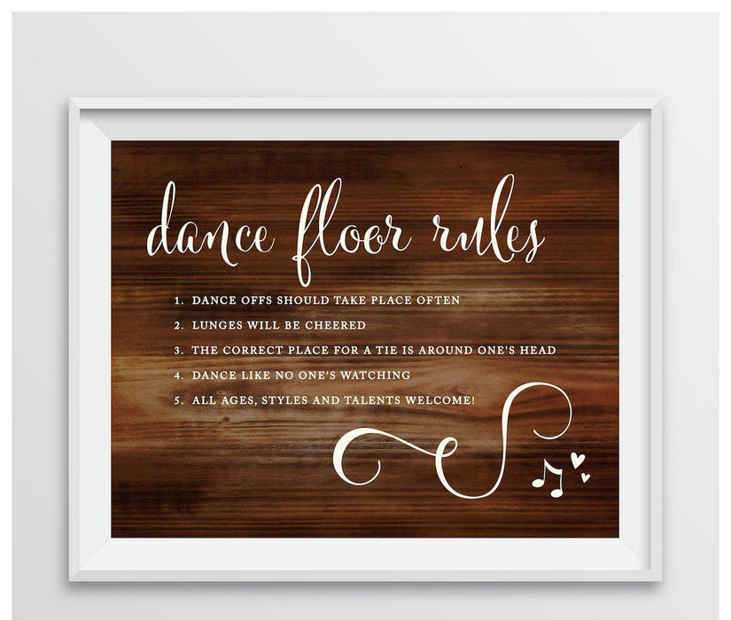 Rustic Wood Wedding Party Signs-Set of 1-Andaz Press-Dance Floor Rules-