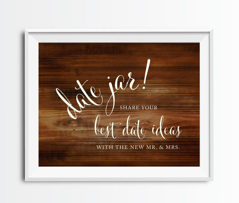 Rustic Wood Wedding Party Signs-Set of 1-Andaz Press-Date Jar - Share Best Date Idea-