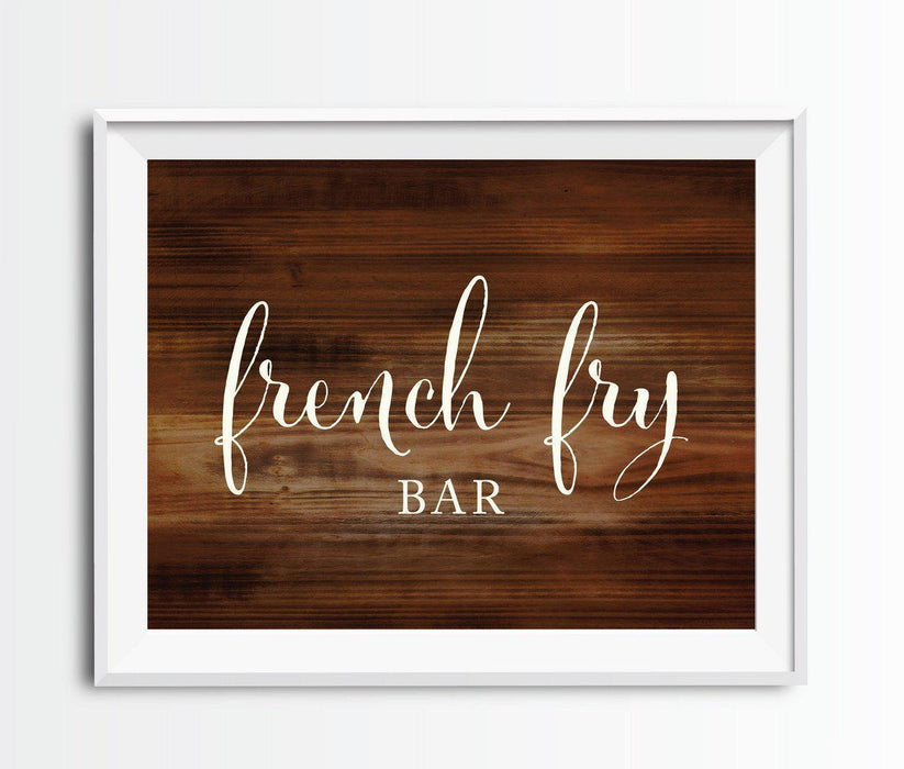 Rustic Wood Wedding Party Signs-Set of 1-Andaz Press-French Fry Potato Bar-