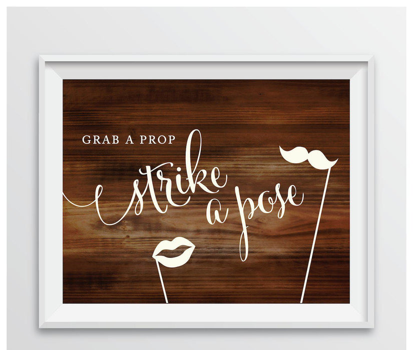 Rustic Wood Wedding Party Signs-Set of 1-Andaz Press-Grab A Prop & Strike A Pose-