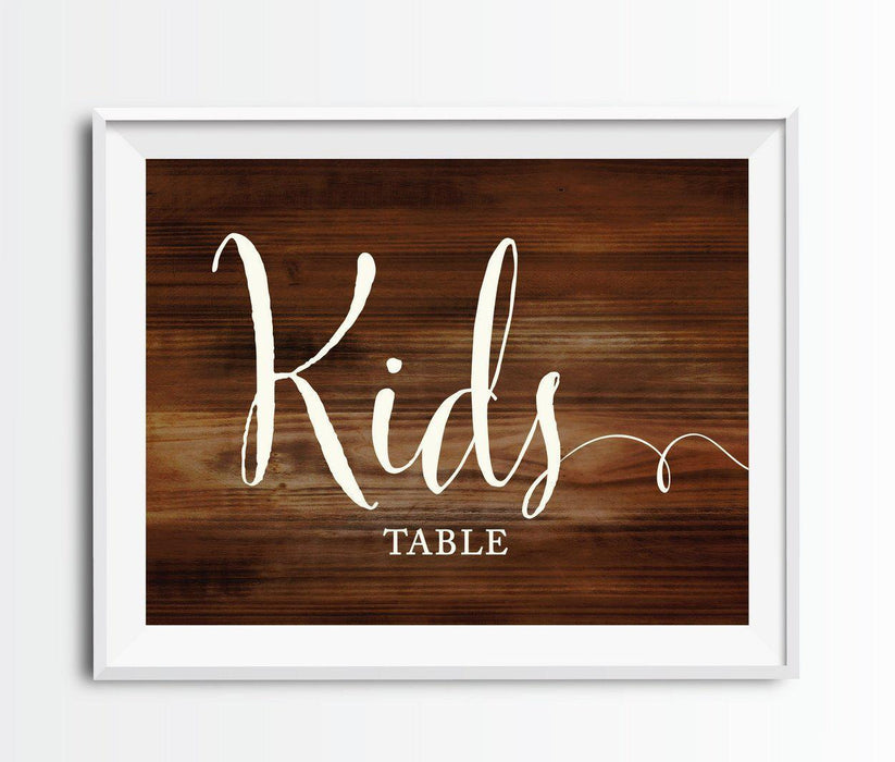 Rustic Wood Wedding Party Signs-Set of 1-Andaz Press-Kids Table-