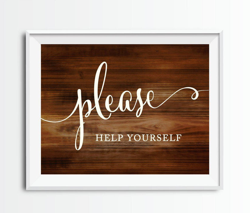 Rustic Wood Wedding Party Signs-Set of 1-Andaz Press-Please Help Yourself-