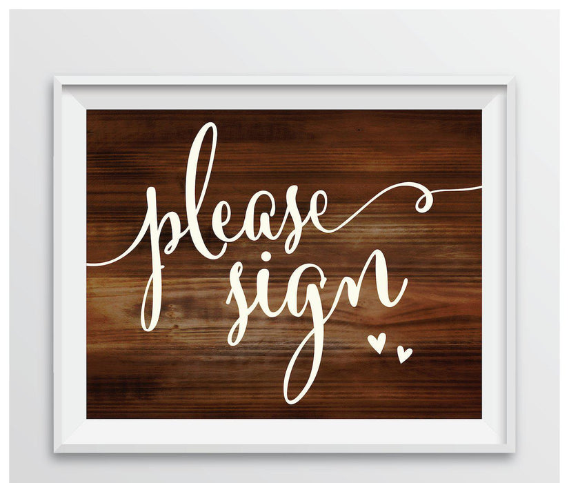 Rustic Wood Wedding Party Signs-Set of 1-Andaz Press-Please Sign-