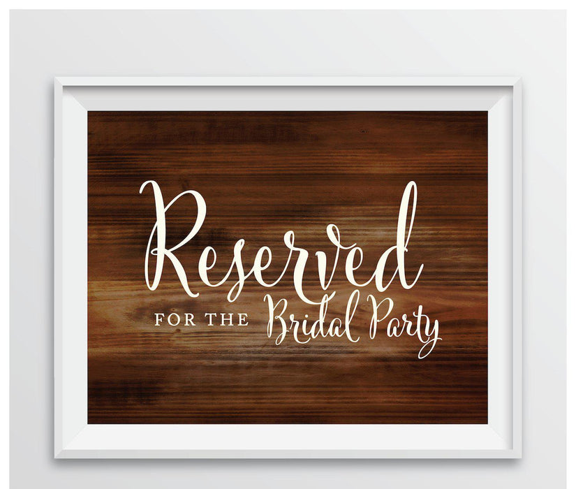 Rustic Wood Wedding Party Signs-Set of 1-Andaz Press-Reserved For The Bridal Party-