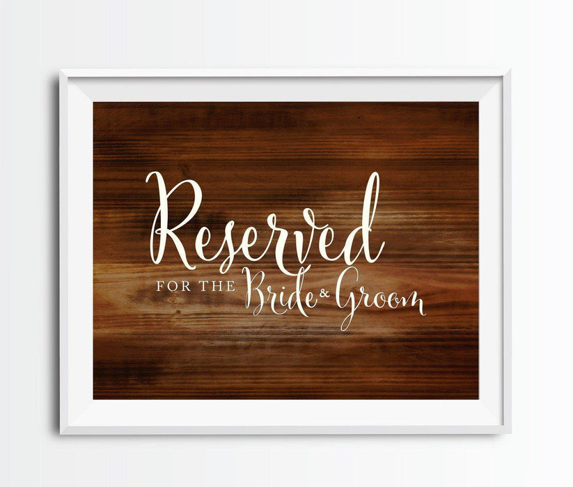 Rustic Wood Wedding Party Signs-Set of 1-Andaz Press-Reserved For The Bride & Groom-