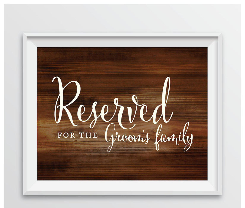 Rustic Wood Wedding Party Signs-Set of 1-Andaz Press-Reserved For The Groom's Family-