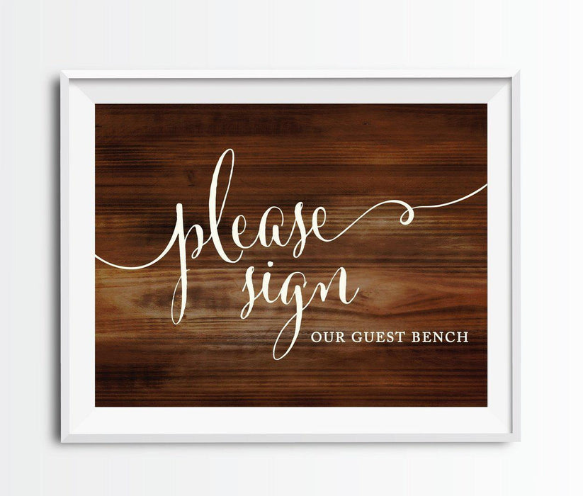 Rustic Wood Wedding Party Signs-Set of 1-Andaz Press-Sign Our Guest Bench-