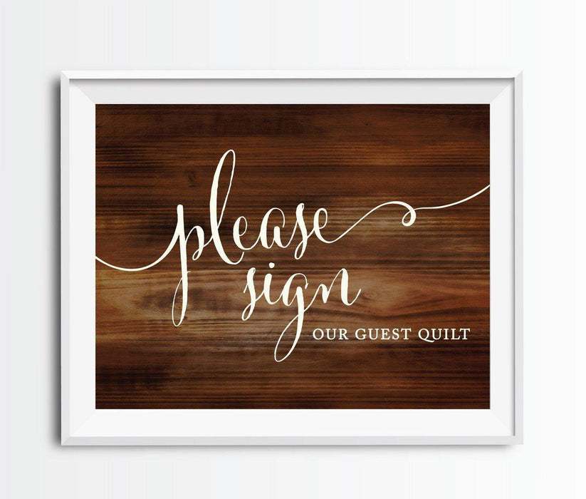 Rustic Wood Wedding Party Signs-Set of 1-Andaz Press-Sign Our Guest Quilt-