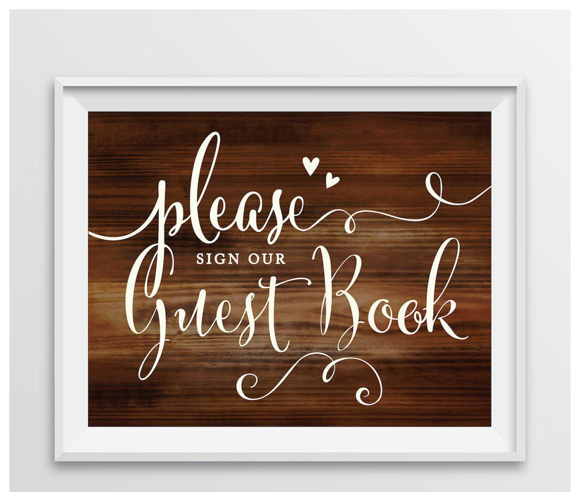 Rustic Wood Wedding Party Signs-Set of 1-Andaz Press-Sign Our Guestbook-