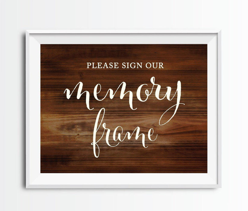 Rustic Wood Wedding Party Signs-Set of 1-Andaz Press-Sign Our Memory Photo Frame-