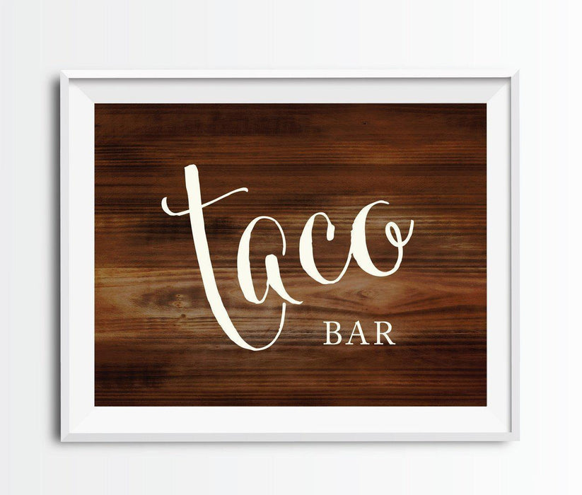 Rustic Wood Wedding Party Signs-Set of 1-Andaz Press-Taco Bar-