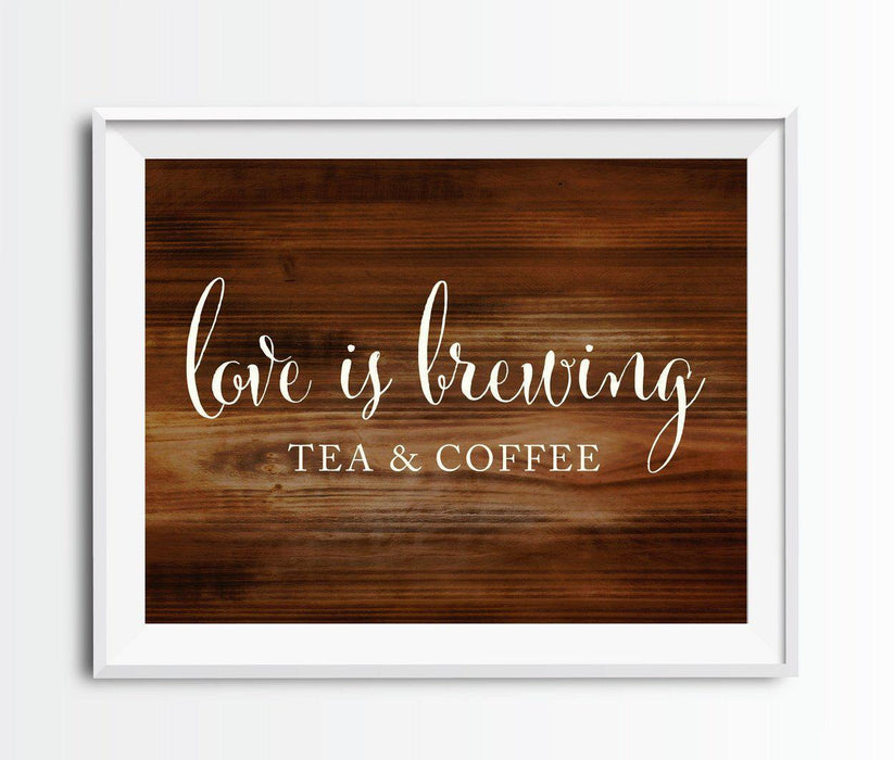 Rustic Wood Wedding Party Signs-Set of 1-Andaz Press-Tea & Coffee Love Is Brewing-