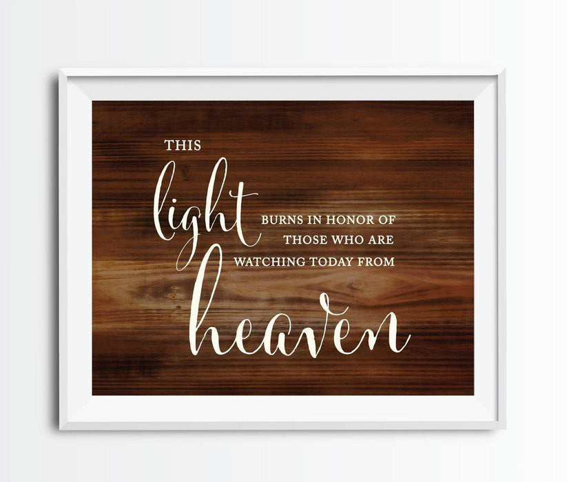 Rustic Wood Wedding Party Signs-Set of 1-Andaz Press-This Light Burns Memorial-