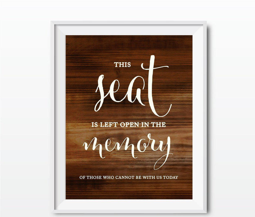 Rustic Wood Wedding Party Signs-Set of 1-Andaz Press-This Seat Is Left Open Memorial-