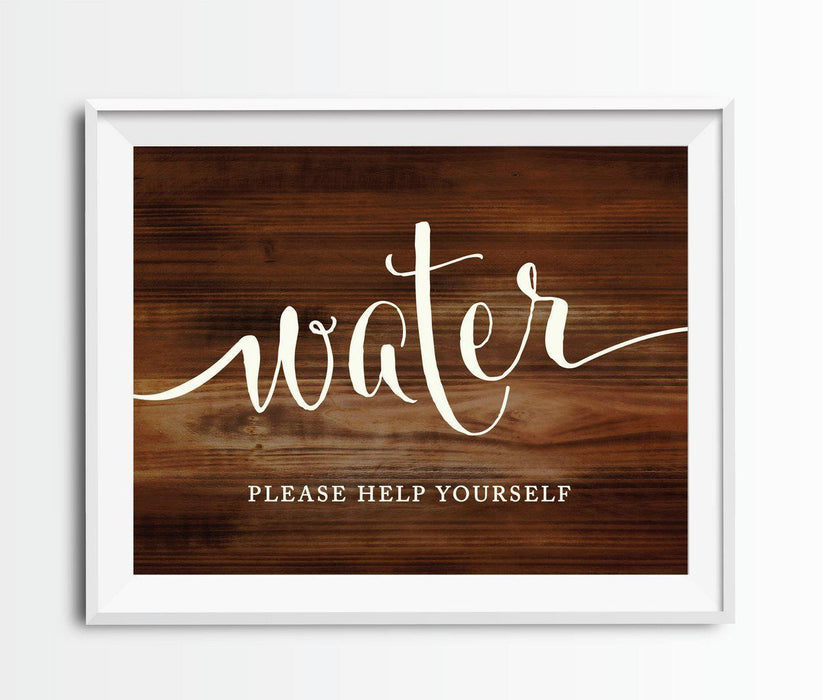 Rustic Wood Wedding Party Signs-Set of 1-Andaz Press-Water-
