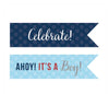 Sail Away Nautical Birthday Cupcake/Straw Pennant Flag Labels-Set of 16-Andaz Press-