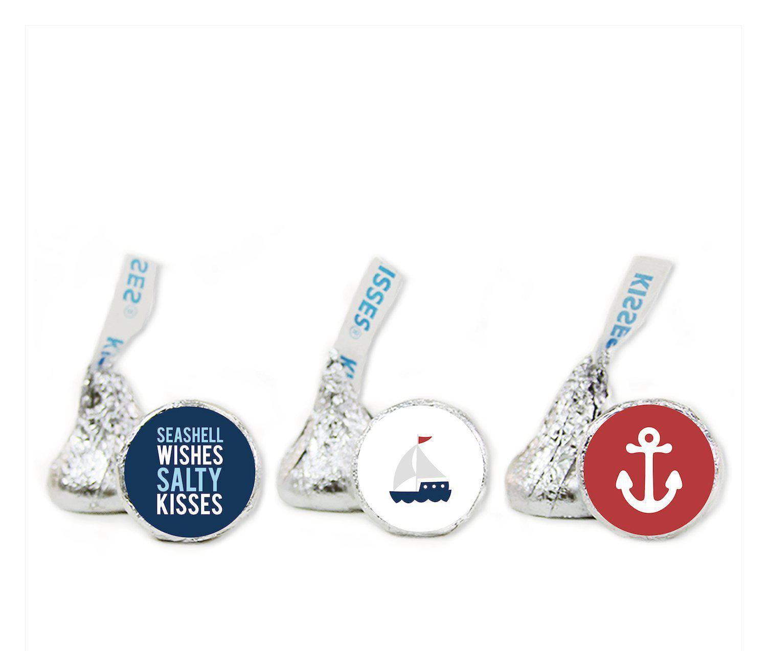 Sail Away Nautical Birthday Hershey's Kisses Stickers-Set of 216-Andaz Press-