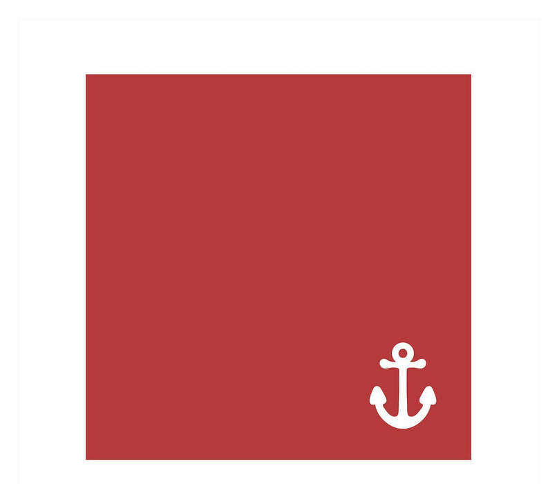 Sail Away Nautical Birthday Square Gift Labels-Set of 40-Andaz Press-Red Anchor-