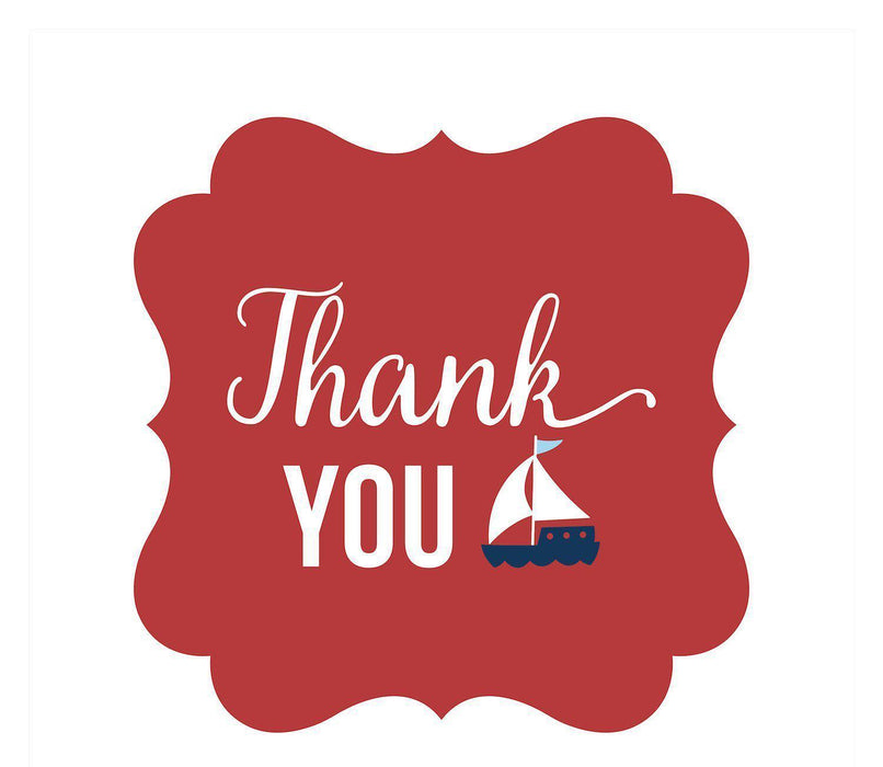 Sail Away Nautical Birthday Thank You Sailboat Fancy Square Gift Tags-Set of 24-Andaz Press-