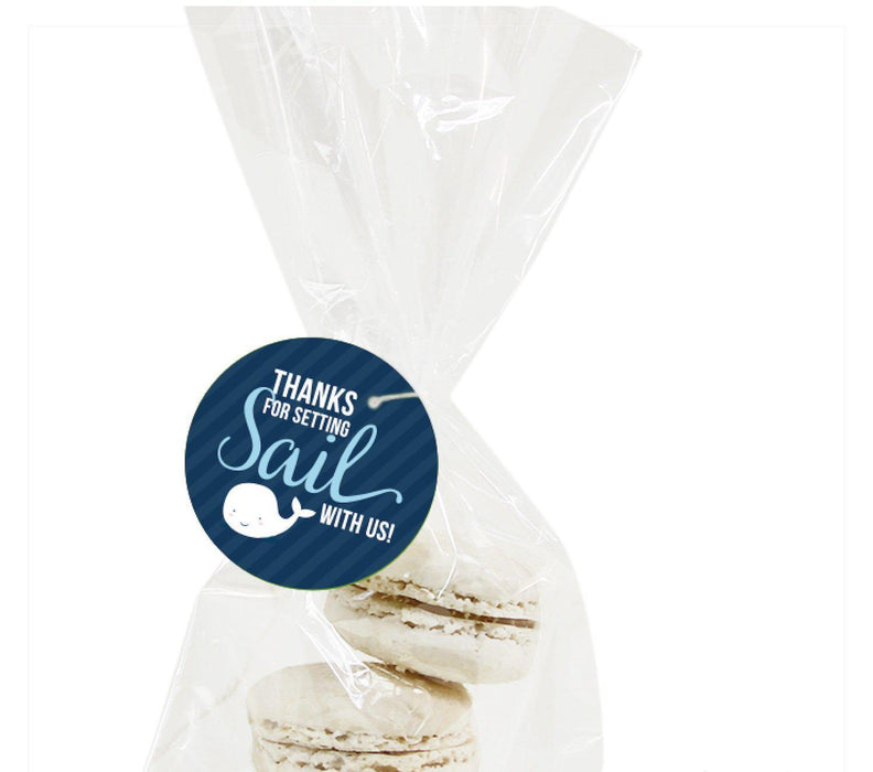 Sail Away Nautical Birthday Whale Circle Gift Tags-Set of 24-Andaz Press-